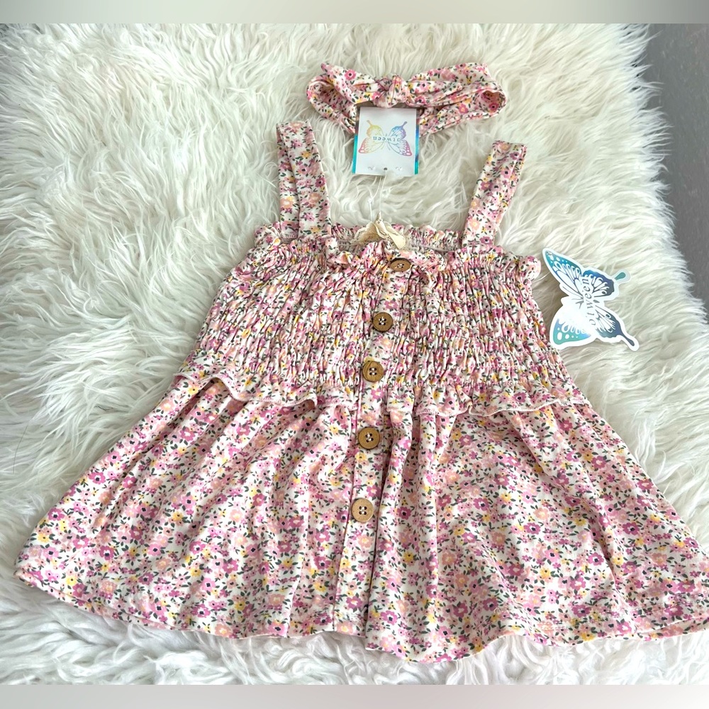BTWEEN Girls Floral Dress with matching headband size 5 New with Tag